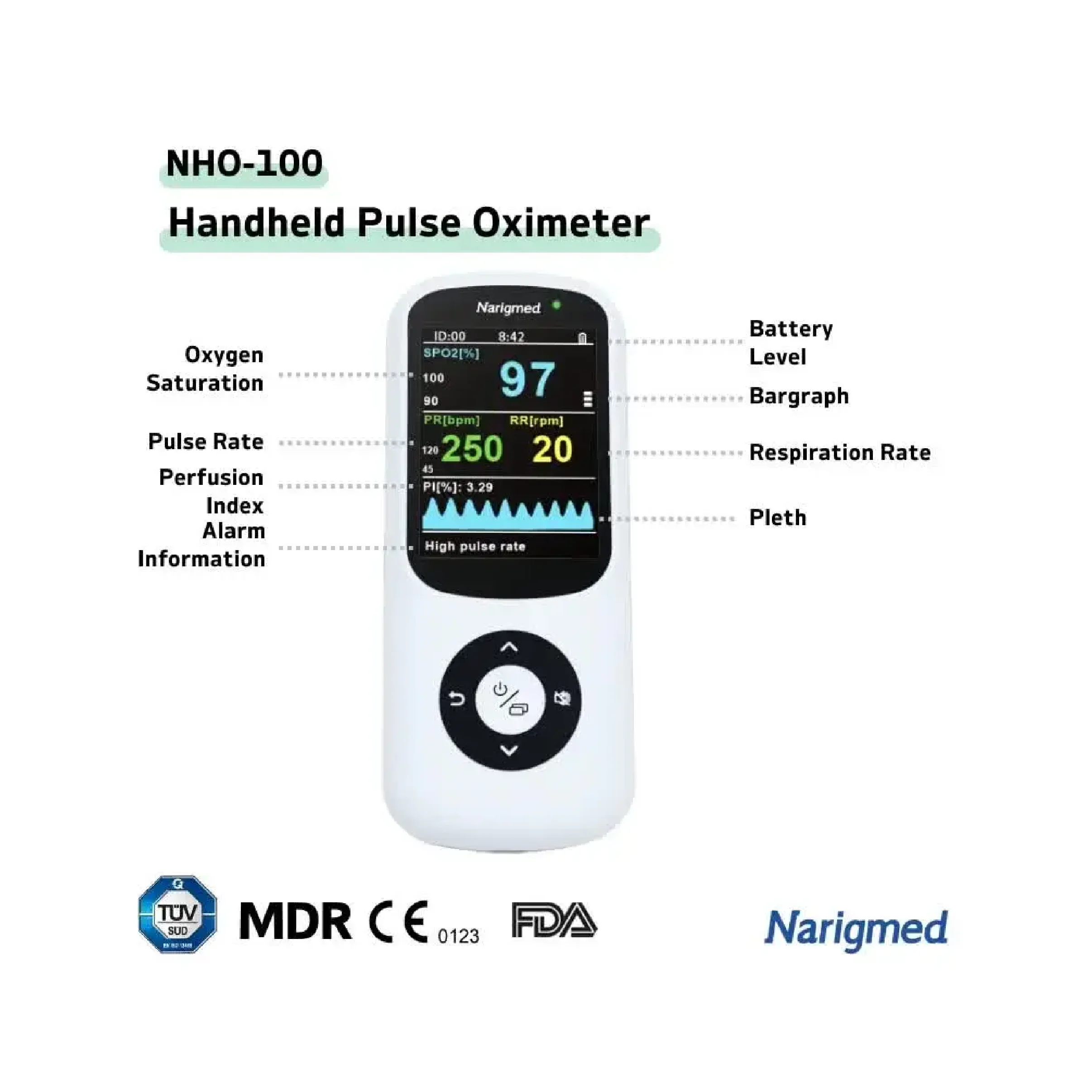 NARIGMED NHO-100 EL TİPİ PULSEOKSİMETRE