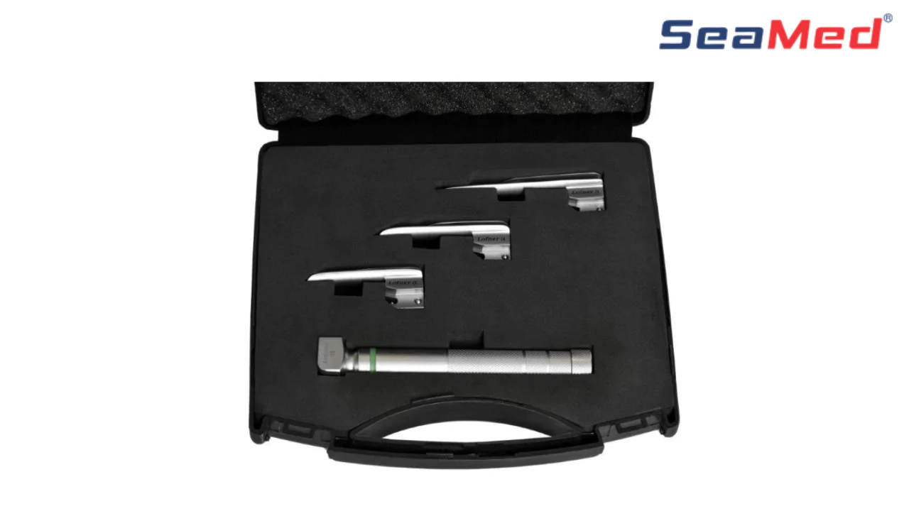 SEAMED LUNALITE MILLER FIBEROPTIC LARYNGOSCOPE SET