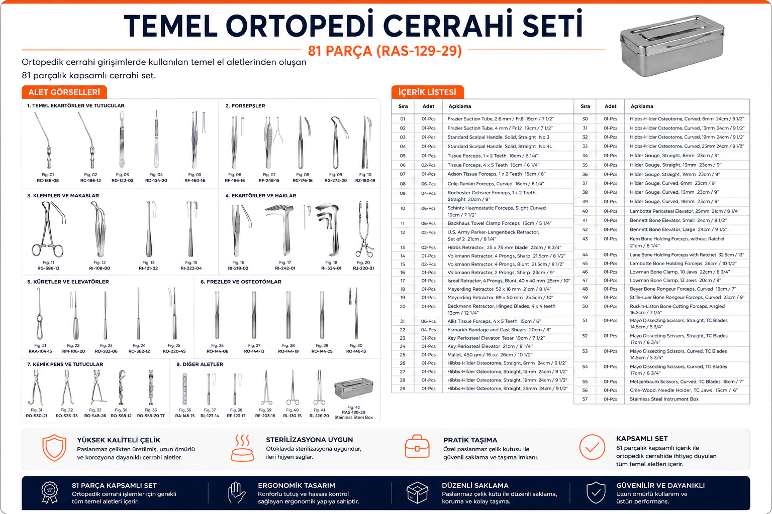 Rhein Temel Büyük Ortopedi Seti